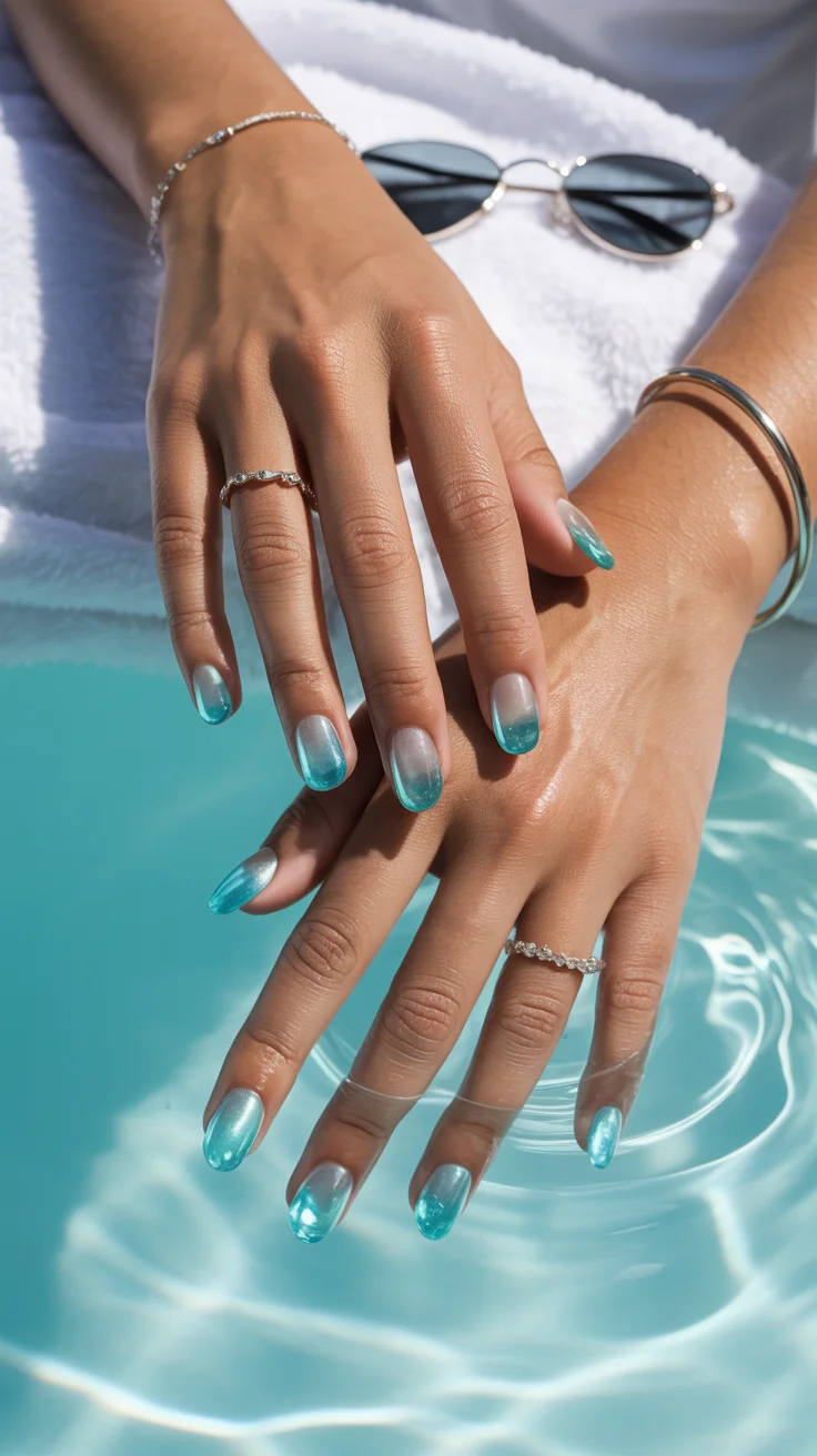30 Chic Vacation Nail Ideas That Look Expensive on Every Getaway 18 Aquamarine Jelly Nails