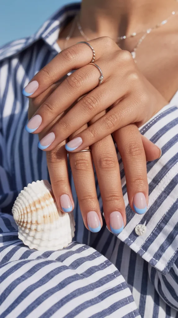 Baby Blue Micro French Nails
