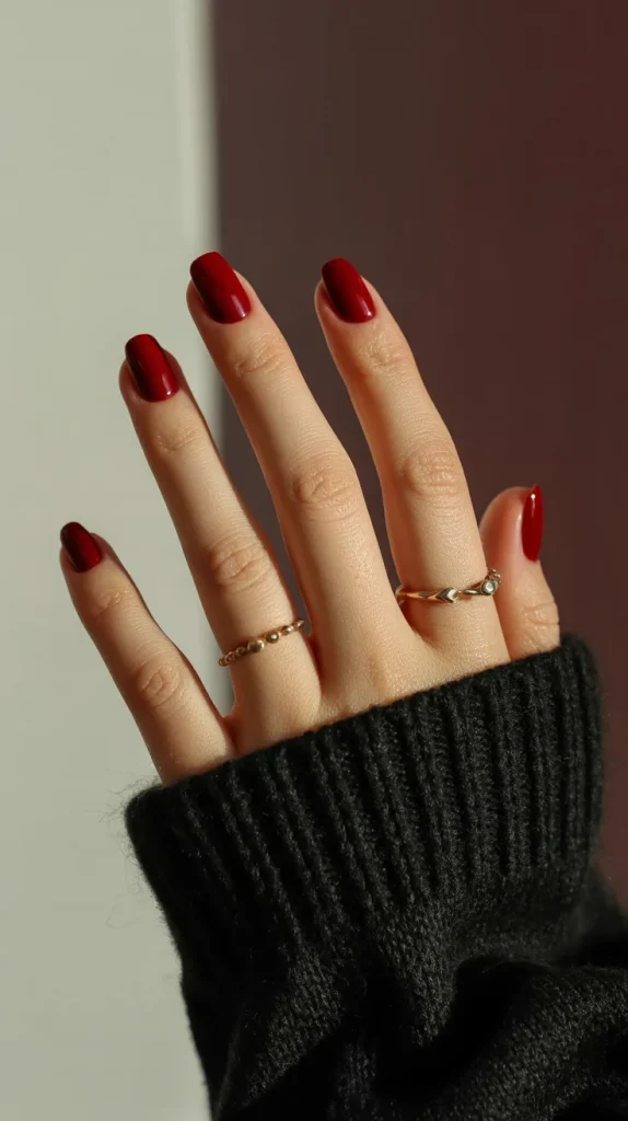 Berry Red Short Nails