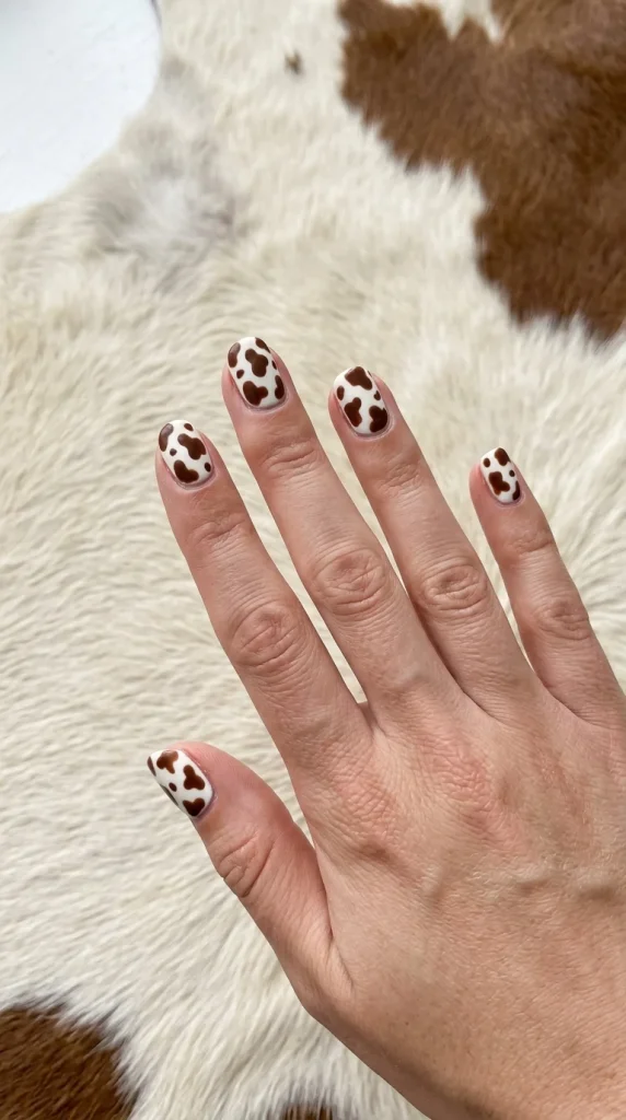 34 Short Fall Nail Designs That Look Cute, Cozy, and Easy to Wear 38 Brown Cow Print Nails