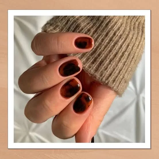 34 Short Fall Nail Designs That Look Cute, Cozy, and Easy to Wear 44 Brown Tortoiseshell Accent Nails