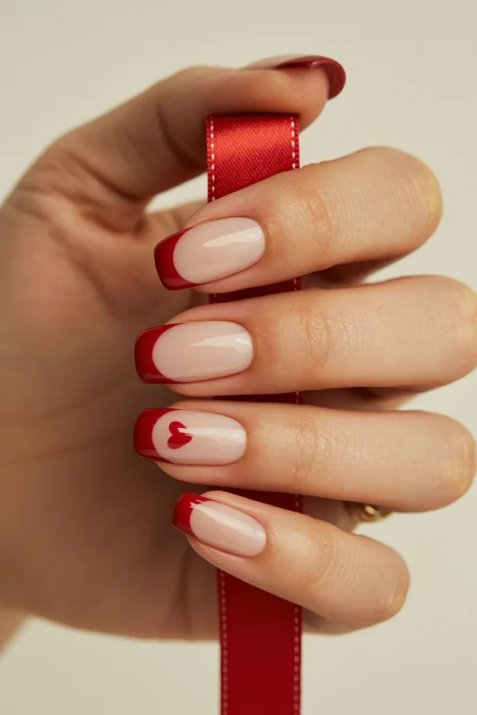 30 Flirty Valentine's Day Nail Ideas That Feel Cute, Romantic & Fresh 5 Cherry Red French Tips