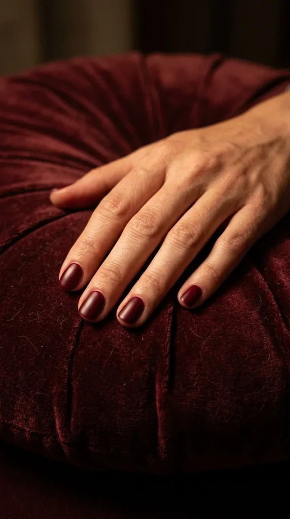 34 Short Fall Nail Designs That Look Cute, Cozy, and Easy to Wear 22 Classic Burgundy Short Nails