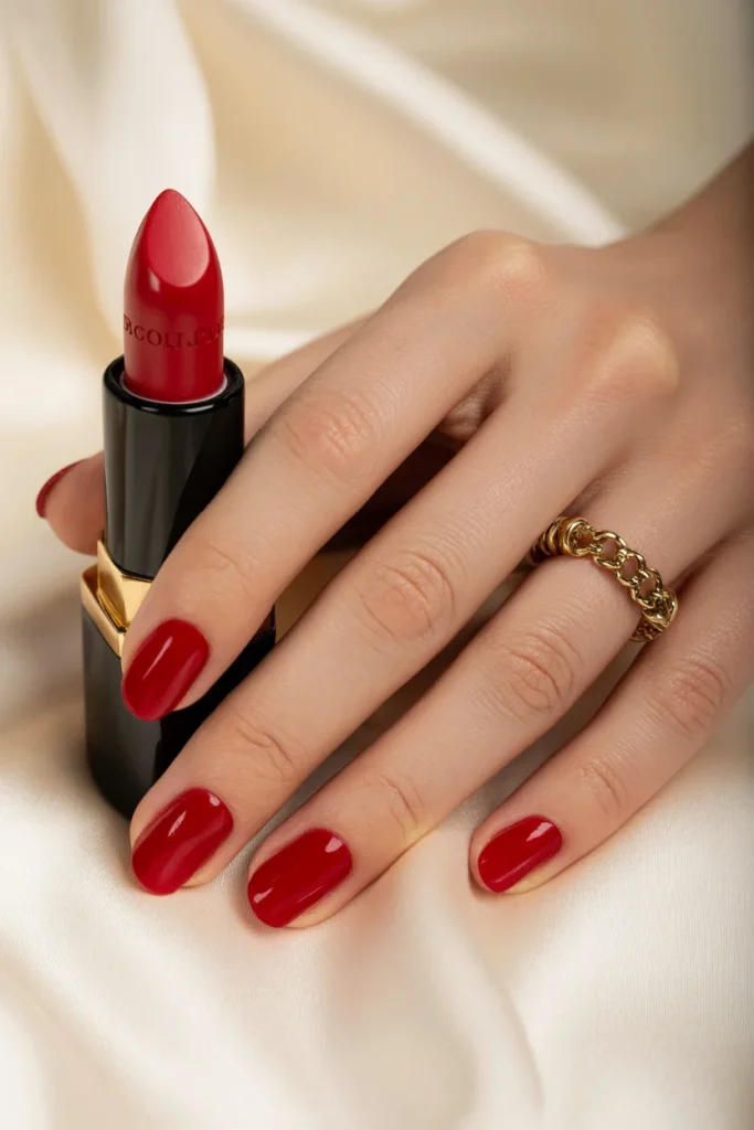 32 Elegant Valentine’s Day Nail Ideas for a Chic Romantic Manicure 26 Classic Red Nails With Gloss Topcoat