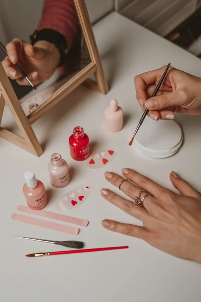 Easy At Home Short Valentines Day Nail Ideas