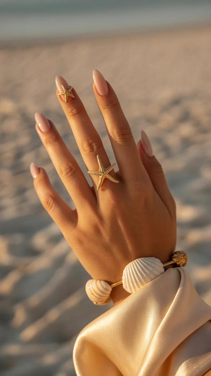 30 Chic Vacation Nail Ideas That Look Expensive on Every Getaway 9 Golden Starfish Nails