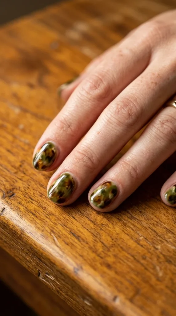34 Short Fall Nail Designs That Look Cute, Cozy, and Easy to Wear 34 Green Tortoiseshell Mix