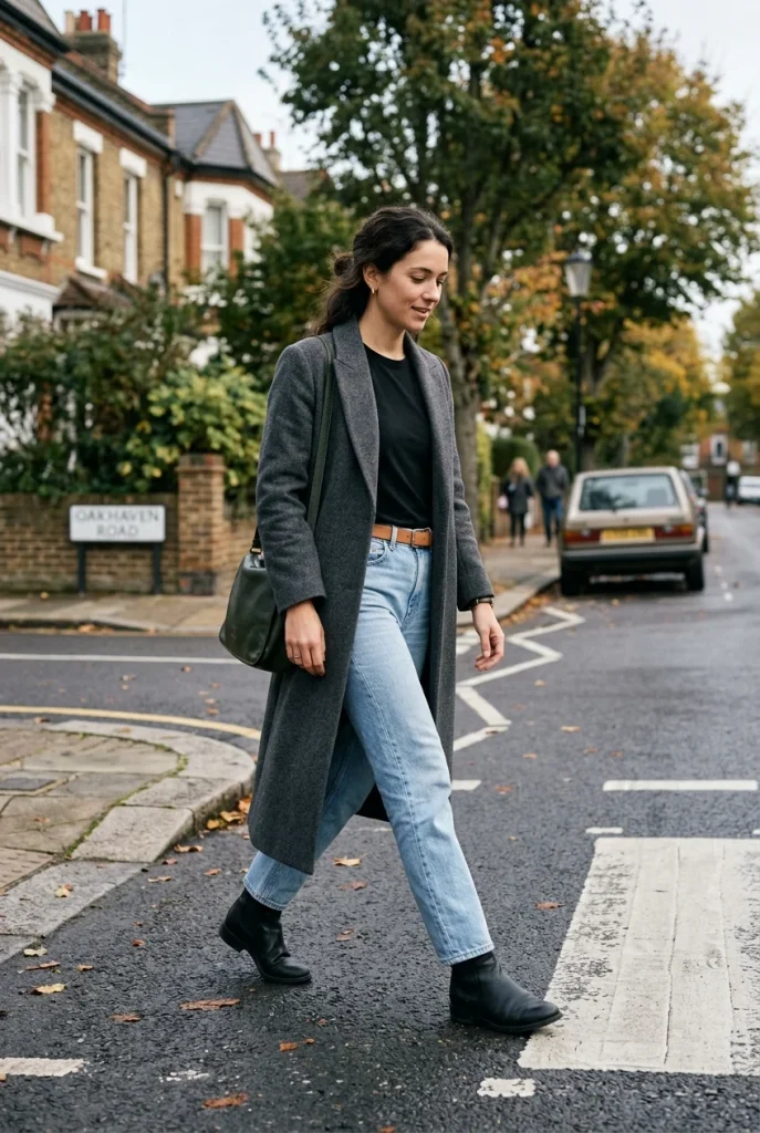 35 Effortlessly Chic Fall Outfits You’ll Wear on Repeat This Season 12 Grey Wool Coat With Black Tee And Light Denim