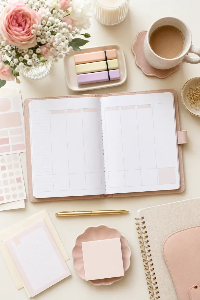 31 Feminine Home Office Ideas for a Chic, Functional Workspace 35 Keep a Pretty Planner Station