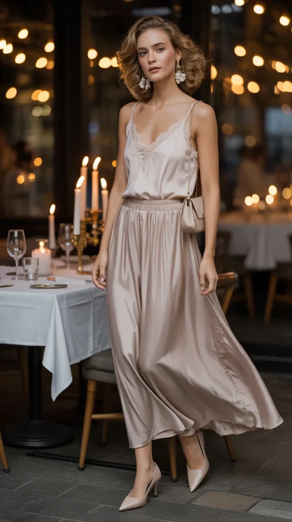Lace Trim Cami With a Maxi Skirt
