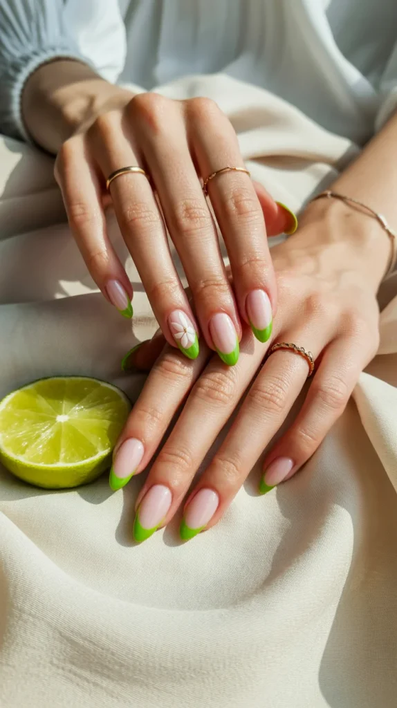 31 Neon Nail Designs for Summer That Look Bright, Fun, and Fresh 9 Lime Green Accent Nails 1
