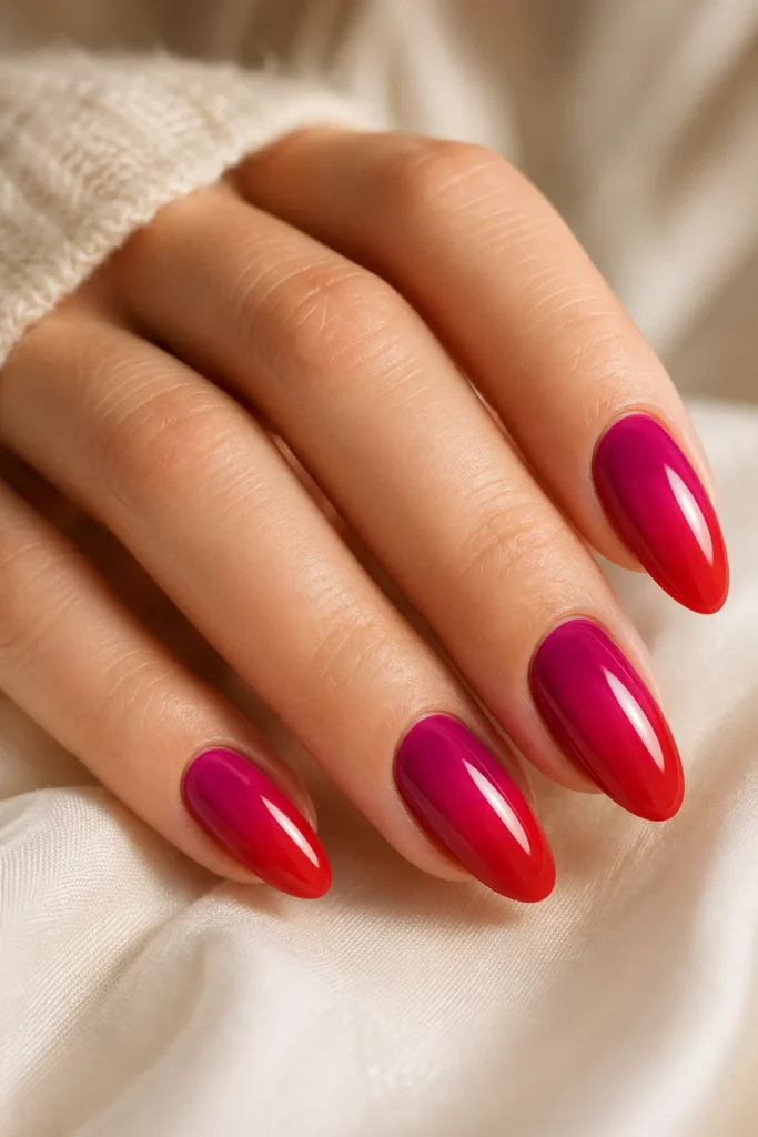 31 Red and Pink Nail Looks That Are Bold, Sweet & Gorgeous 14 Magenta and Red Ombre Nails