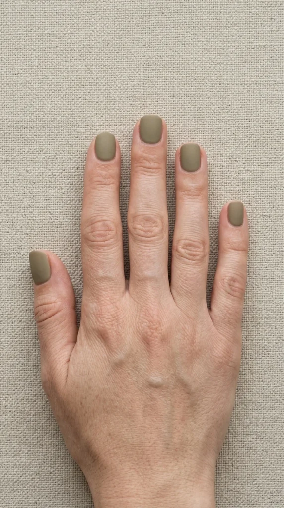 34 Short Fall Nail Designs That Look Cute, Cozy, and Easy to Wear 33 Matte Khaki Short Nails