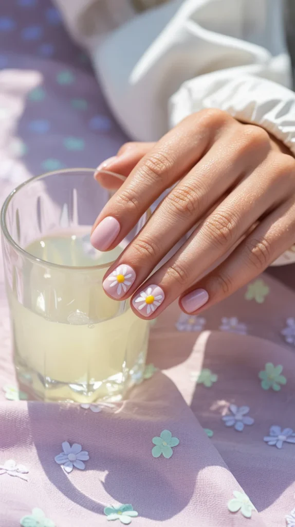 31 July Nail Ideas That Are Fresh, Fun, and So On-Trend 20 Milky Pink Flower Nails