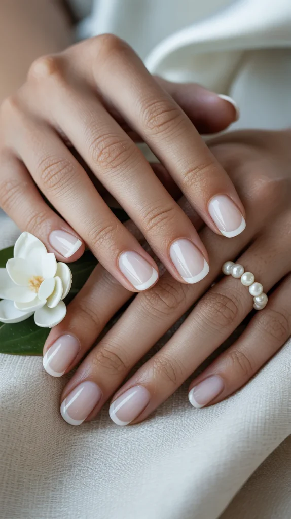 Milky White Micro French Nails