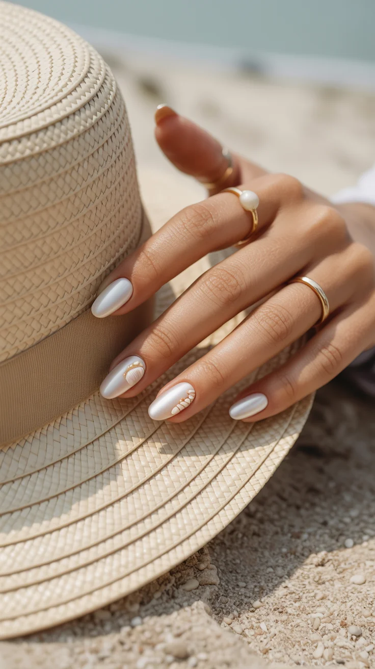 30 Chic Vacation Nail Ideas That Look Expensive on Every Getaway 7 Milky White Shell Nails
