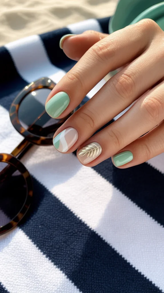Mint Skittle Nails