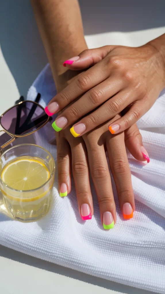 31 Neon Nail Designs for Summer That Look Bright, Fun, and Fresh 7 Neon French Tips