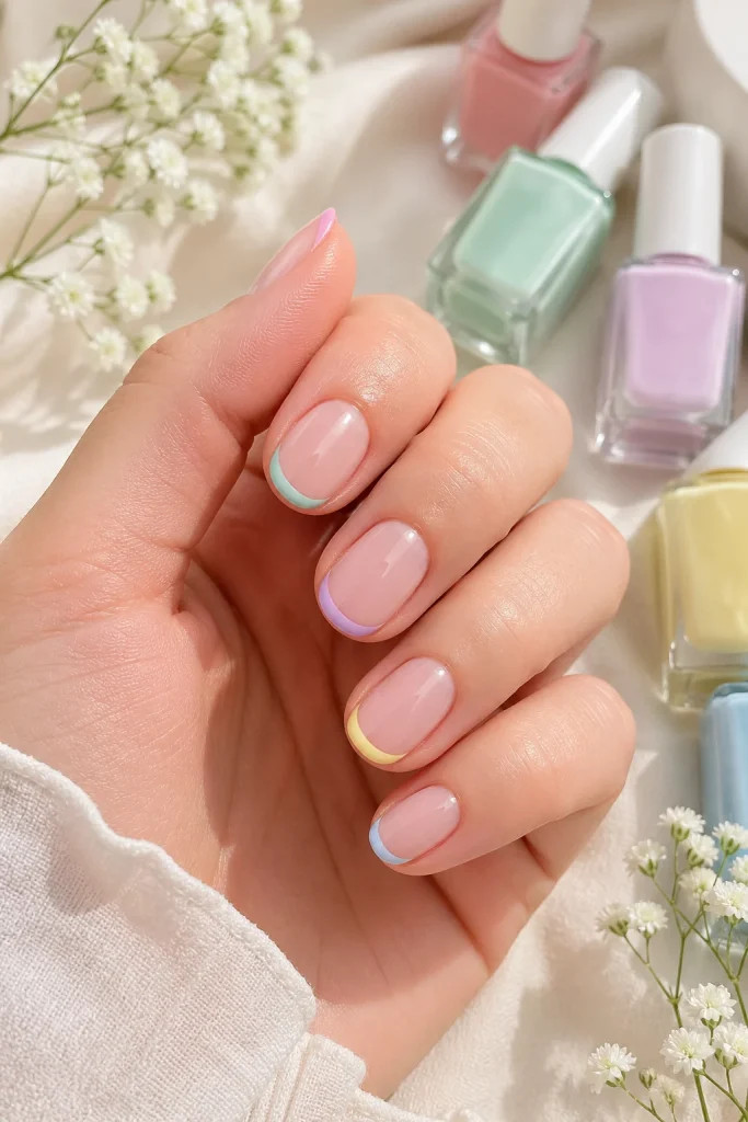 33 Cute Short Spring Nail Designs for Fresh Pretty Nails 4 Pastel Micro French Tips