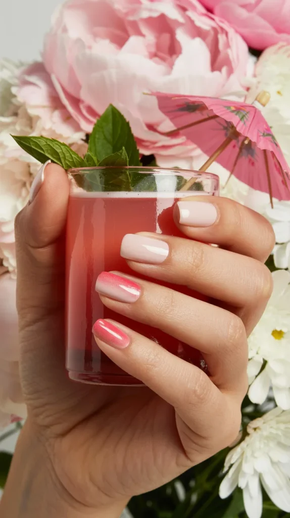 Pink Ombre Short Nails