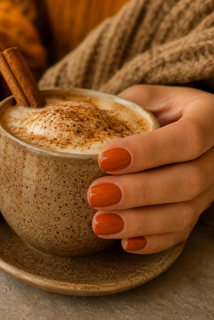 34 Short Fall Nail Designs That Look Cute, Cozy, and Easy to Wear 15 Pumpkin Spice Gloss Nails