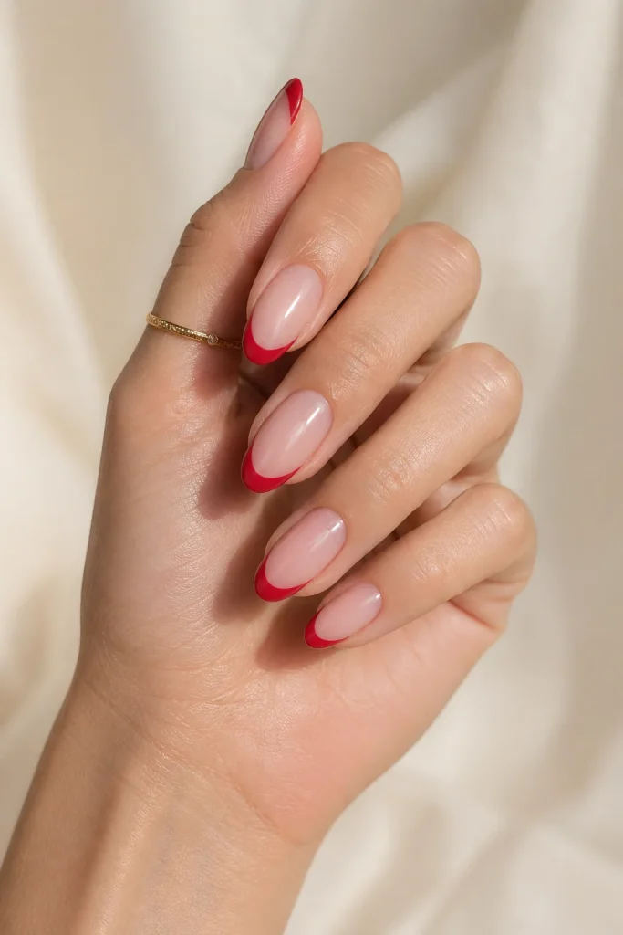 31 Red and Pink Nail Looks That Are Bold, Sweet & Gorgeous 16 Red French Tips on a Sheer Pink Base