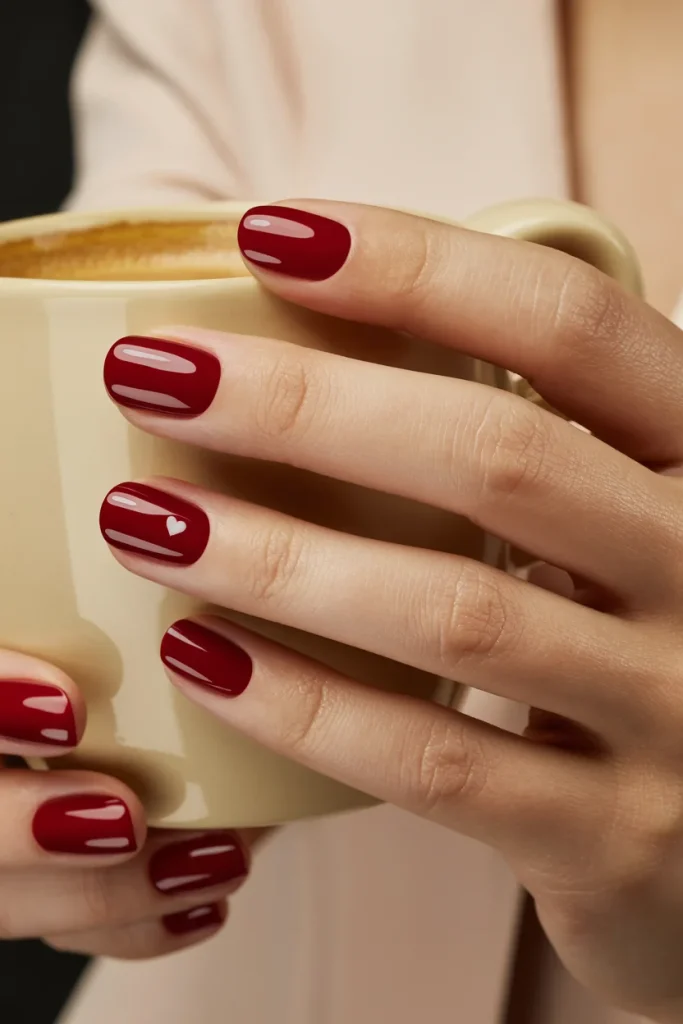 30 Flirty Valentine's Day Nail Ideas That Feel Cute, Romantic & Fresh 8 Red Velvet Short Nails