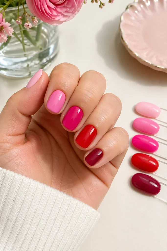 31 Red and Pink Nail Looks That Are Bold, Sweet & Gorgeous 26 Red and Pink Skittle Nails