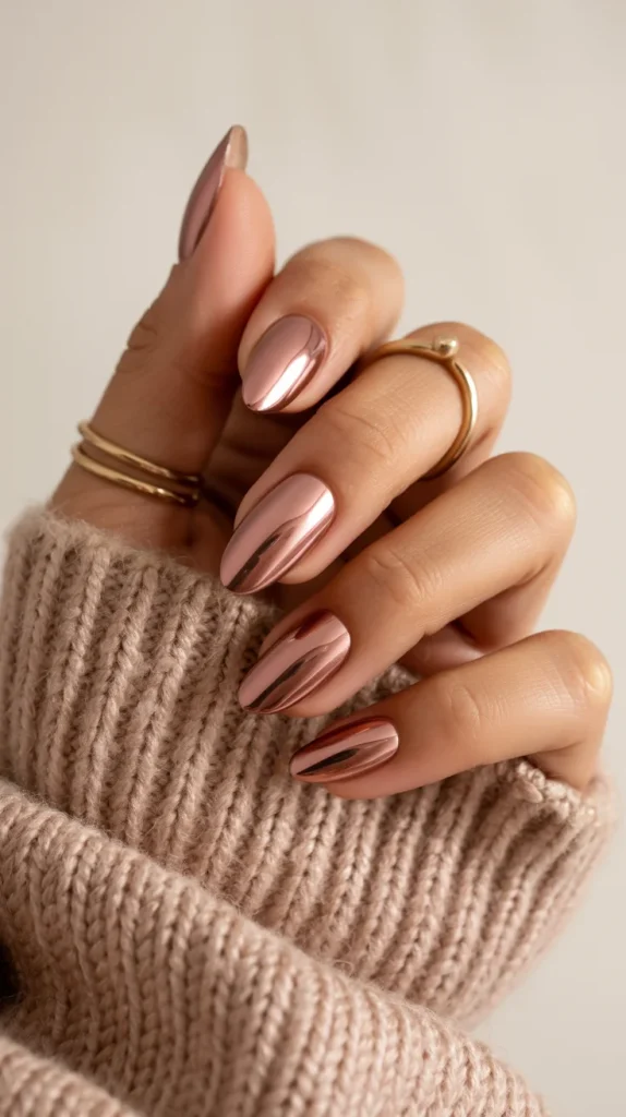 32 Stunning Fall Nail Ideas You’ll Want to Save for Your Next Mani 22 Rose Brown Chrome Nails