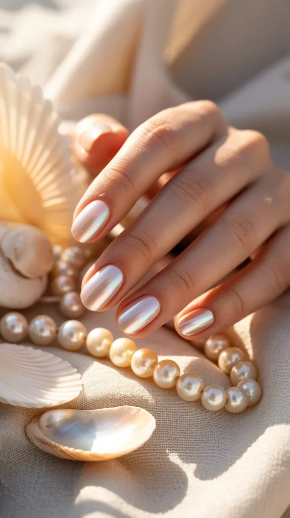 Seashell Shimmer Nails