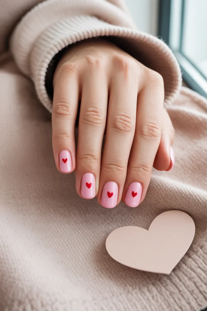 30 Flirty Valentine's Day Nail Ideas That Feel Cute, Romantic & Fresh 32 Short Pink Nails With One Heart