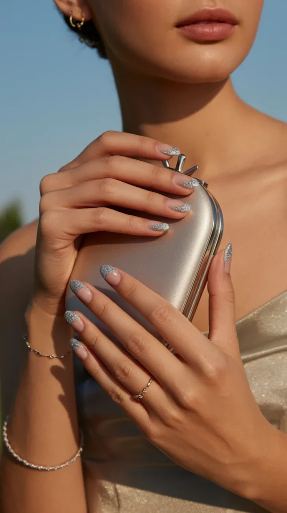 31 July Nail Ideas That Are Fresh, Fun, and So On-Trend 29 Silver Sparkle Half Moons
