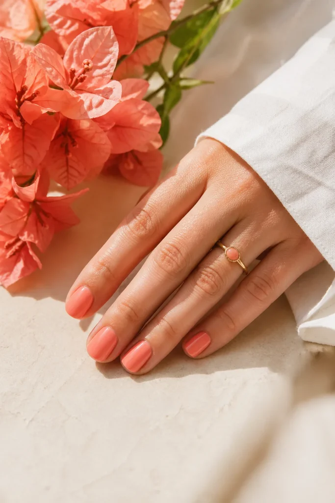 31 Old Money Spring Nails That Look Chic & Expensive 28 Soft Coral Gloss Nails