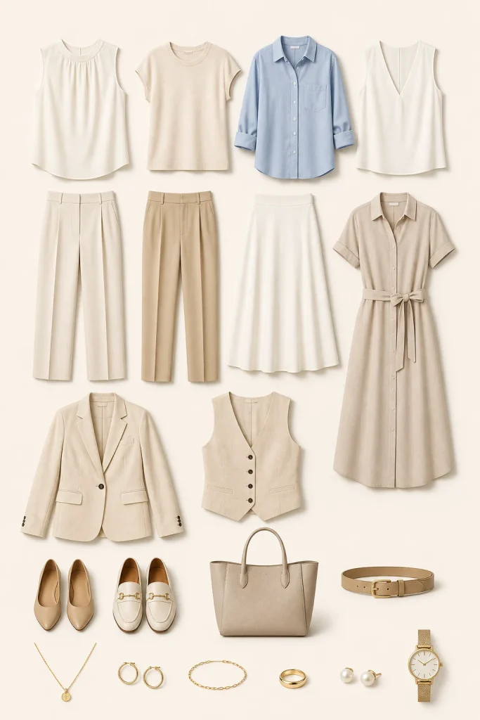 31 Summer Work Outfits That Look Polished and Feel Cool All Day 45 Summer Work Outfit Capsule Checklist