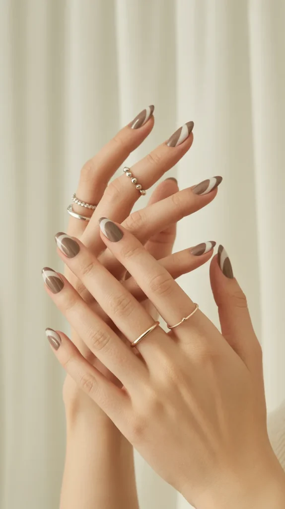 Taupe Negative Space Nails