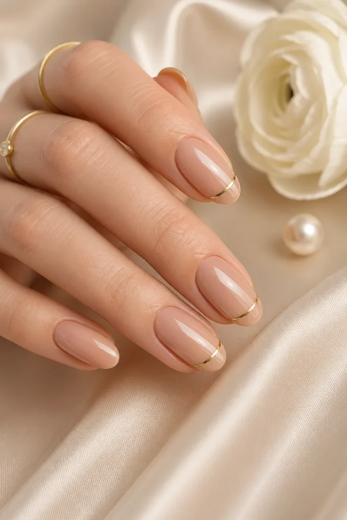 31 Old Money Spring Nails That Look Chic & Expensive 16 Thin Gold Line Nails