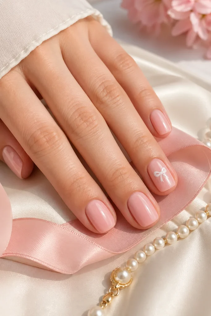 33 Cute Short Spring Nail Designs for Fresh Pretty Nails 34 Tiny Bow Accent Nails