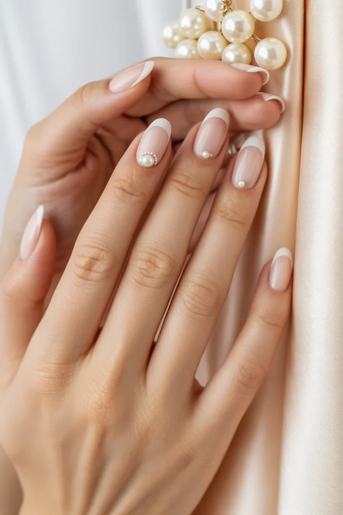 32 Elegant Valentine’s Day Nail Ideas for a Chic Romantic Manicure 18 Tiny Pearl Accent Nails