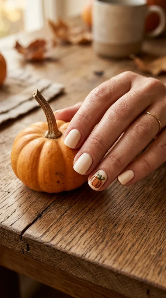 34 Short Fall Nail Designs That Look Cute, Cozy, and Easy to Wear 43 Tiny Pumpkin Accent Nails