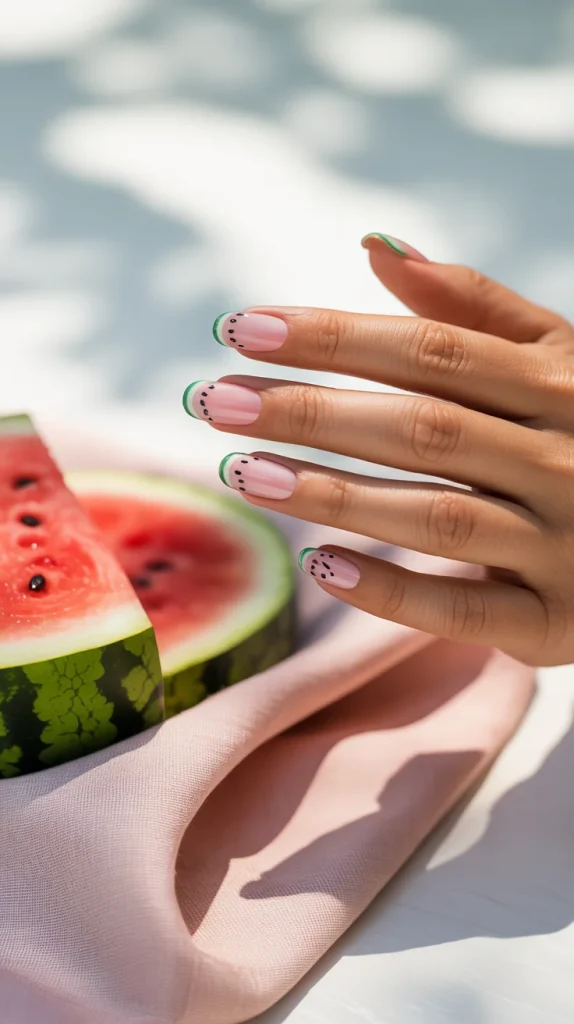 Watermelon Dot Accent Nails