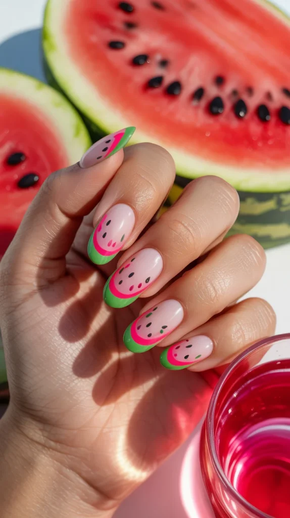 31 July Nail Ideas That Are Fresh, Fun, and So On-Trend 10 Watermelon Tip Nails
