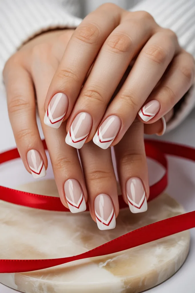 30 Flirty Valentine's Day Nail Ideas That Feel Cute, Romantic & Fresh 20 White French Tips With Heart Lines