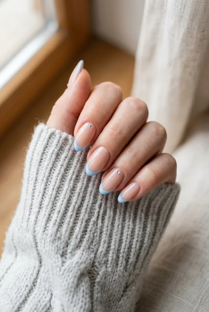 Baby Blue French Tips clean
