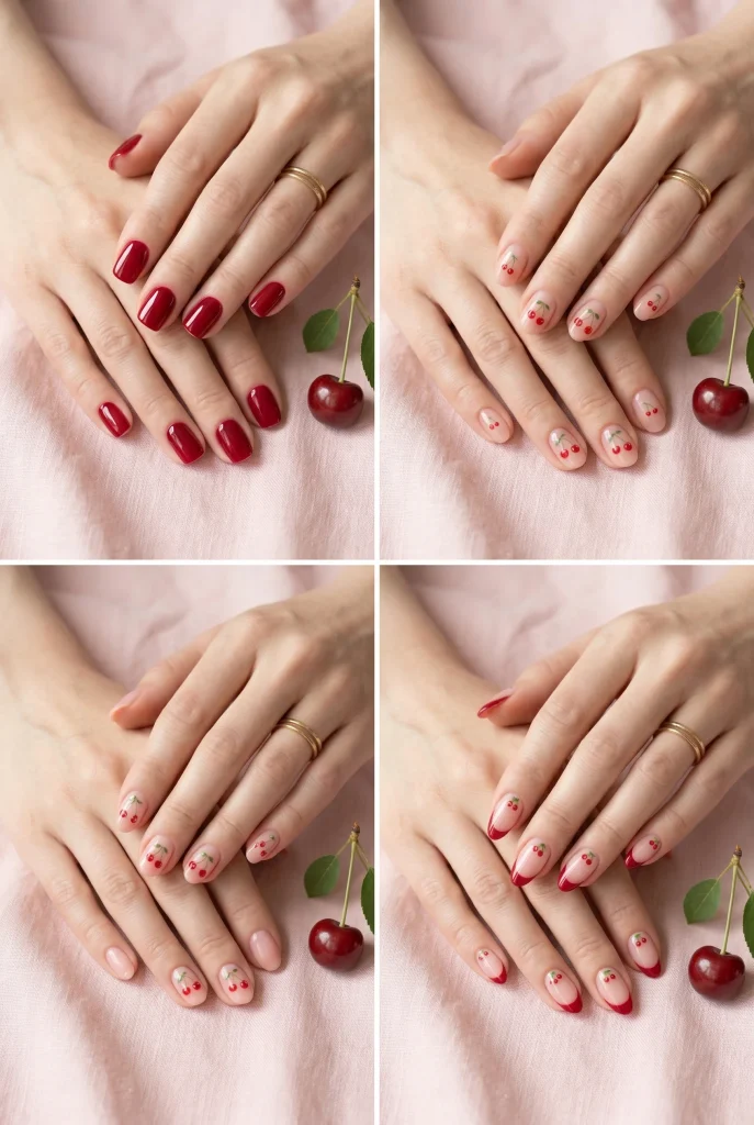 28 Trendy Red Cherry Nail Ideas That Look Playful and Chic 31 Best Nail Shapes for Red Cherry Nail Designs