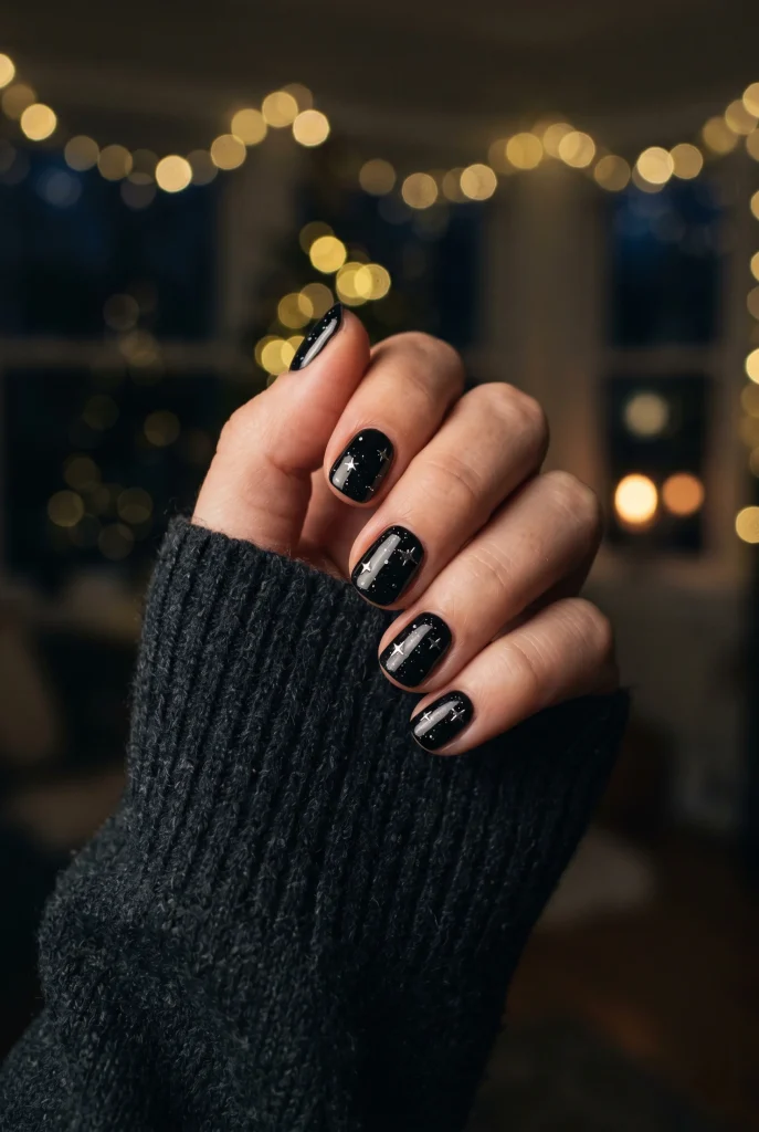Black Starry Night Nails