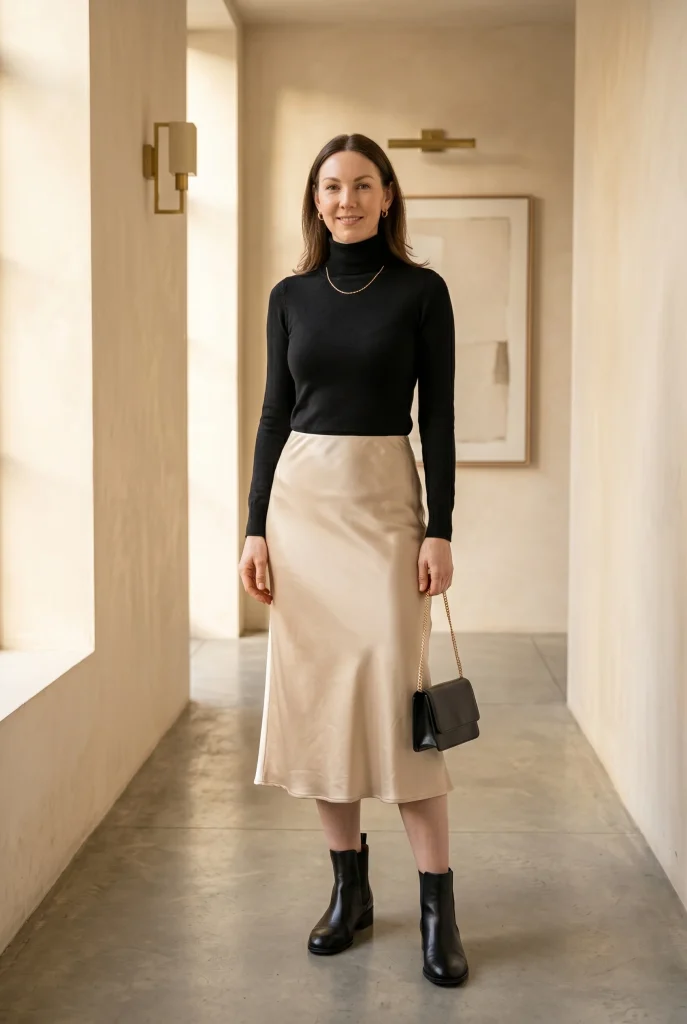 Black Turtleneck and Slip Skirt
