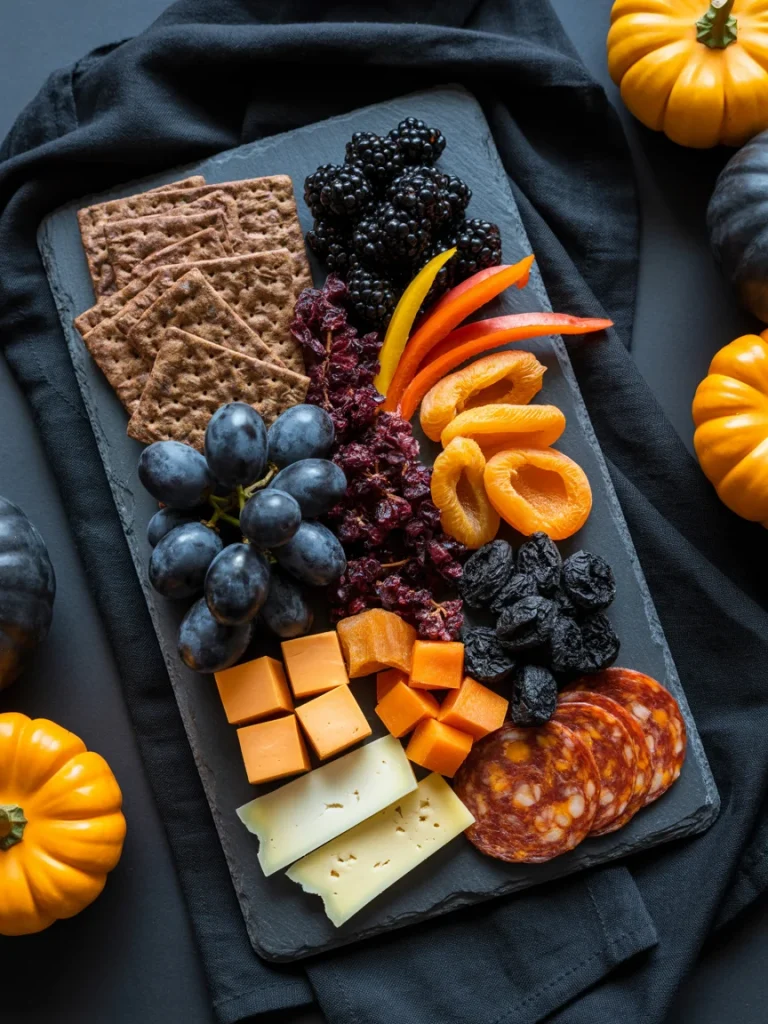 26 Halloween Charcuterie Board Ideas That Are Spooky, Cute, and Party-Ready 8 Black and Orange Halloween Board