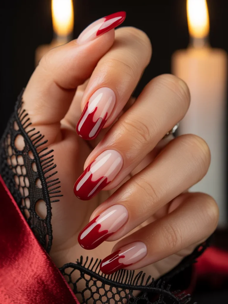 30 Halloween Nail Ideas That Are Spooky, Cute, and Actually Wearable 16 Blood Drip French Tips