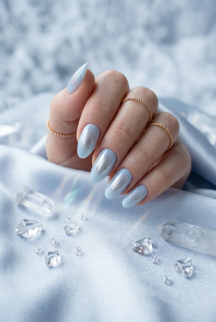 29 Winter Nail Designs That'll Make You Feel Like a Snow Goddess 30 Blue Chrome Aura Nails