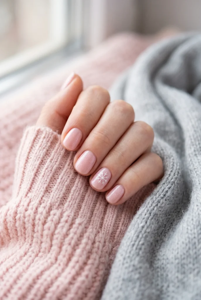 29 Winter Nail Designs That'll Make You Feel Like a Snow Goddess 13 Blush Pink Frost Nails